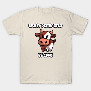 Easily Distracted By Cows: Cutesy Brown Cow T-Shirt